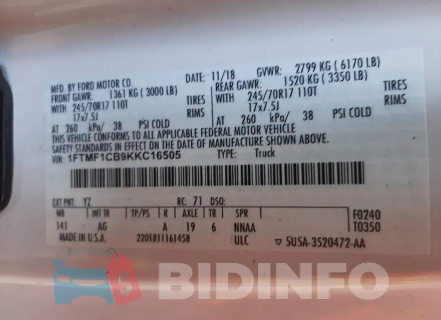 1FTMF1CB9KKC16505 Photo# 10
