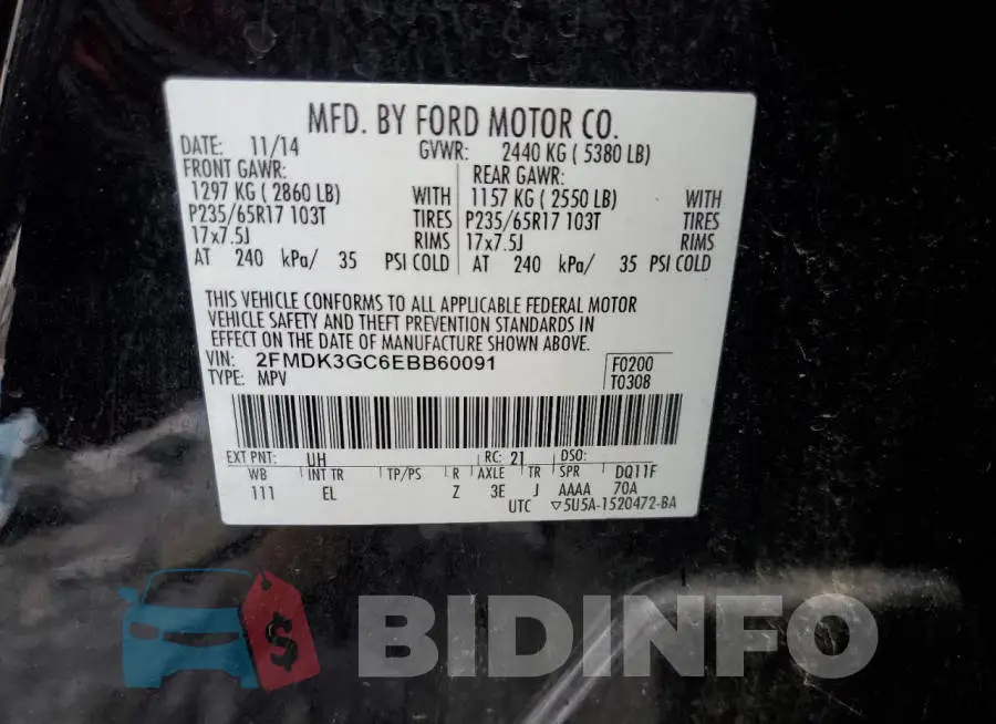 2FMDK3GC6EBB60091 Photo# 13