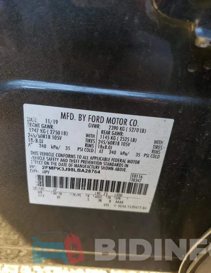 2FMPK3J98LBA28764 Photo# 12