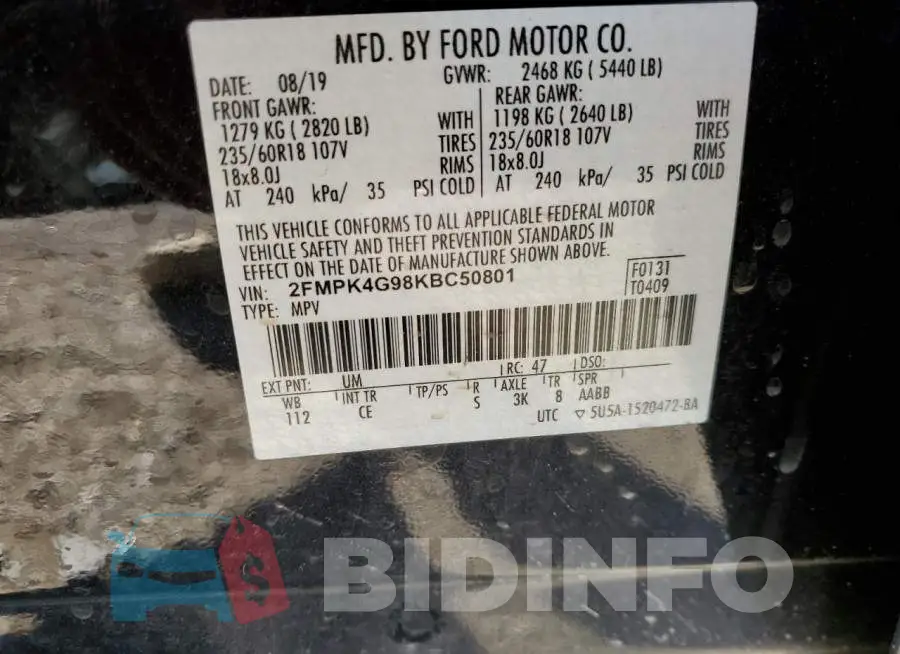 2FMPK4G98KBC50801 Photo# 13