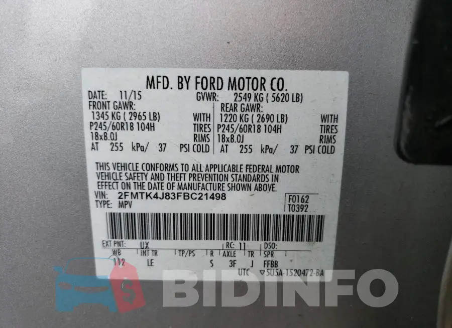 2FMTK4J83FBC21498 Photo# 13