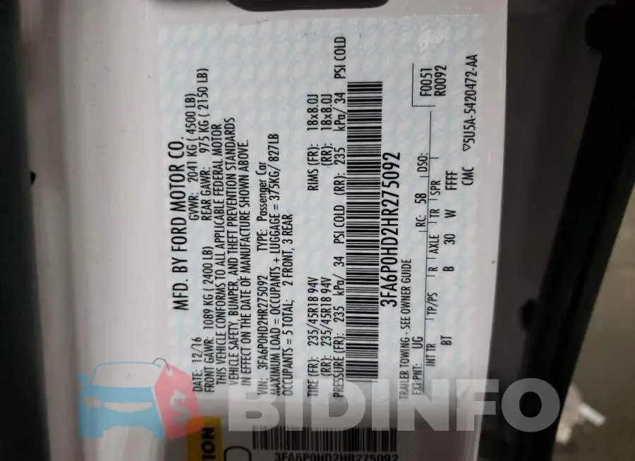 3FA6P0HD2HR275092 Photo# 12