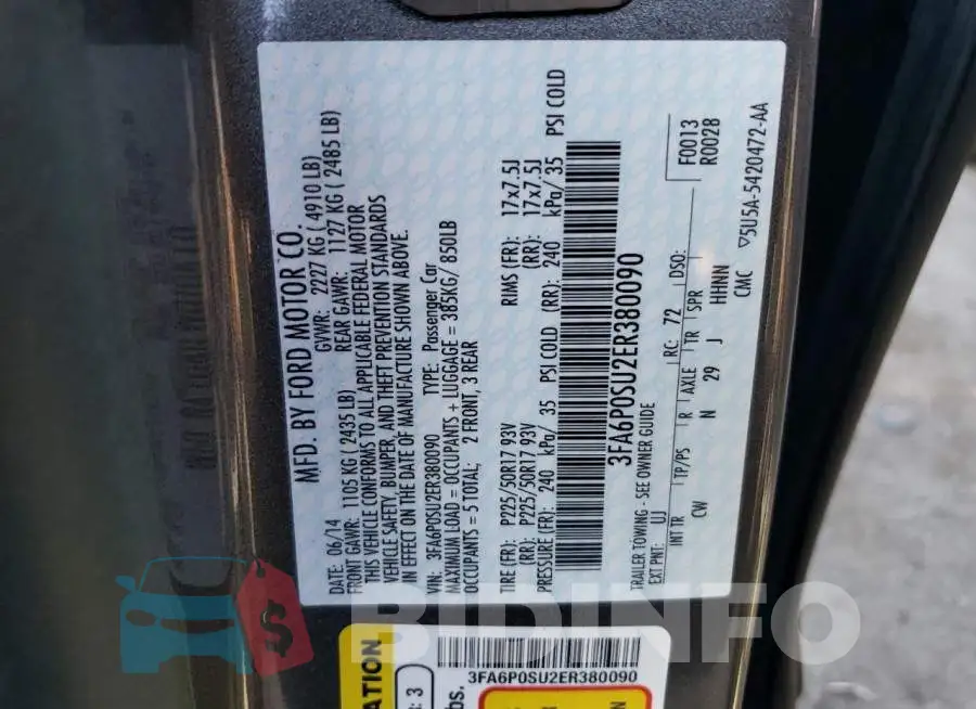 3FA6P0SU2ER380090 Photo# 12