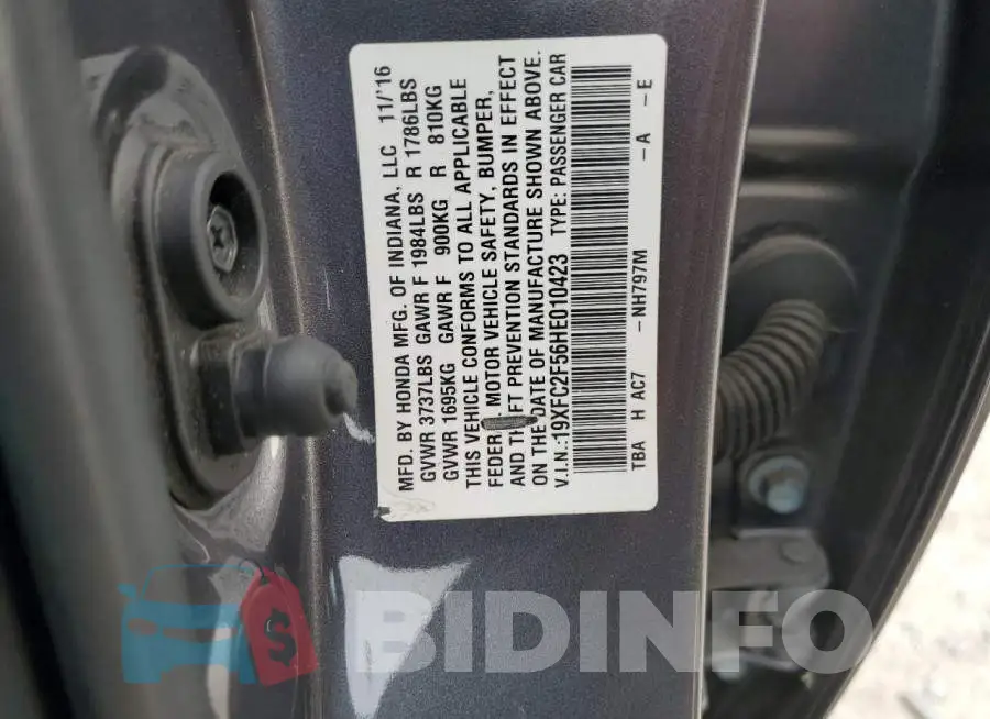 19XFC2F56HE010423 Photo# 12