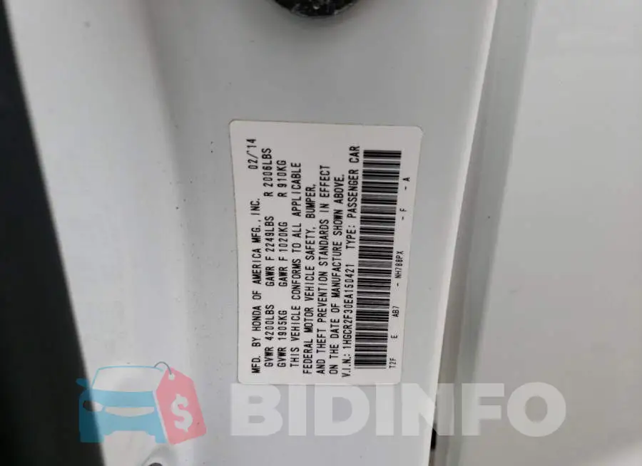 1HGCR2F30EA150421 Photo# 12