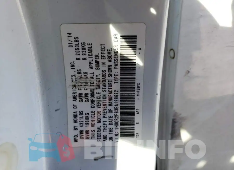 1HGCR2F83EA129672 Photo# 13