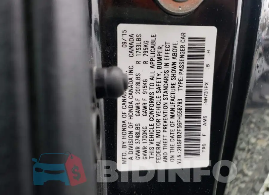 2HGFB2F56FH558783 Photo# 12
