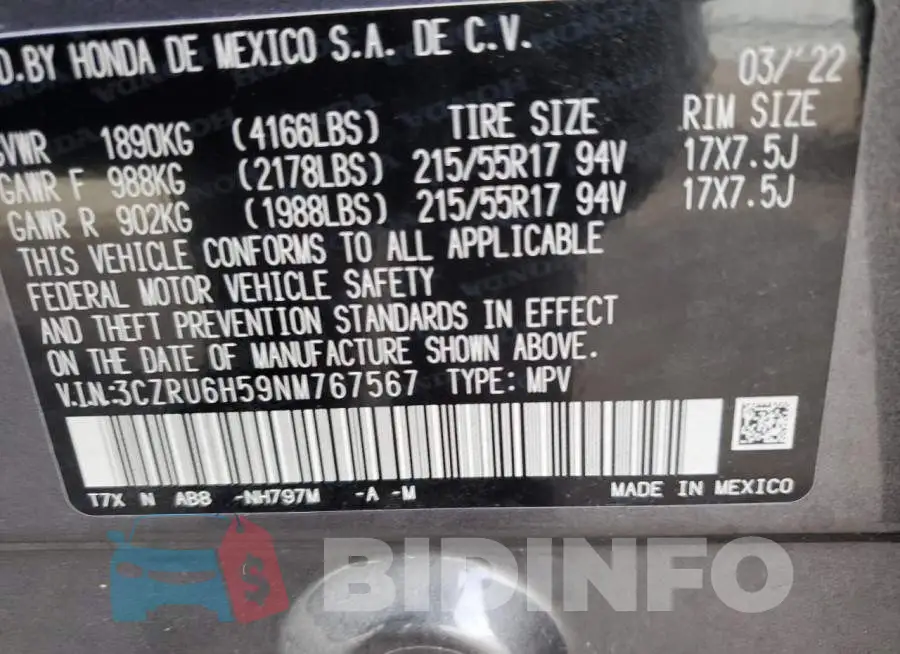 3CZRU6H59NM767567 Photo# 14