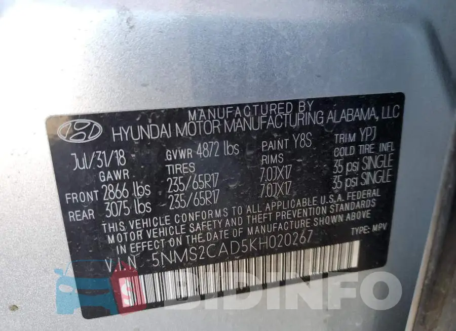 5NMS2CAD5KH020267 Photo# 13