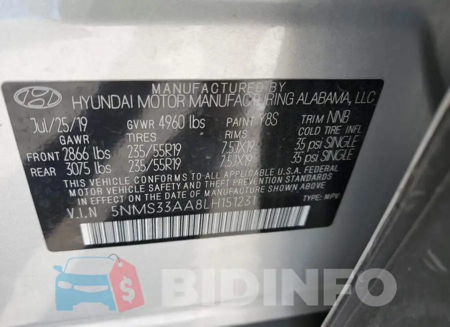 5NMS33AA8LH151231 Photo# 13