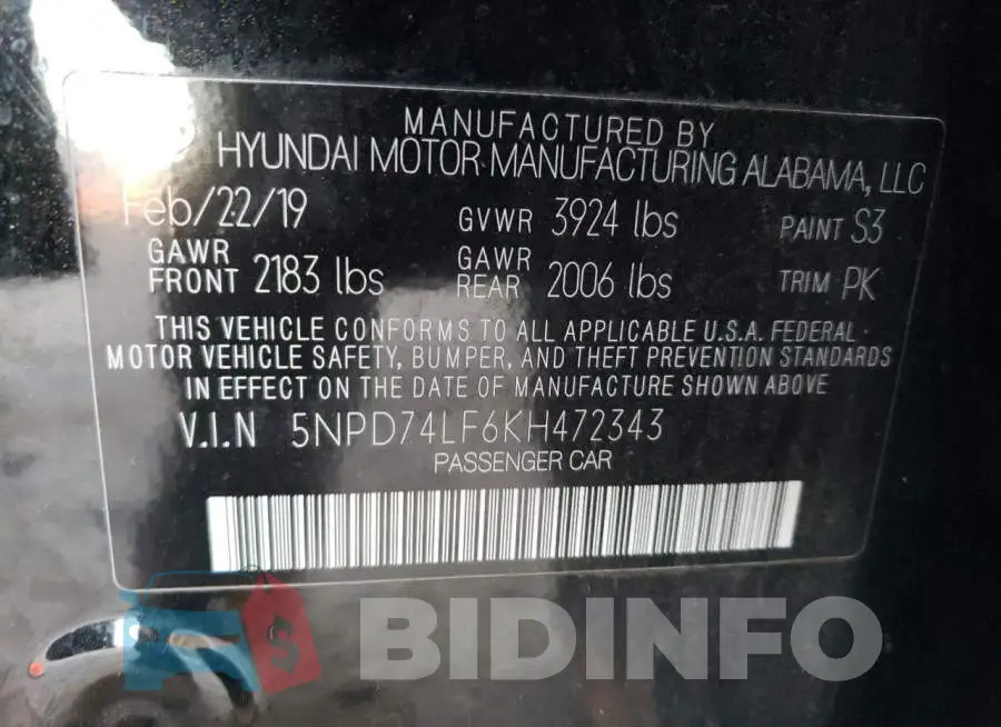 5NPD74LF6KH472343 Photo# 12