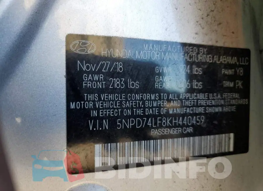 5NPD74LF8KH440459 Photo# 13