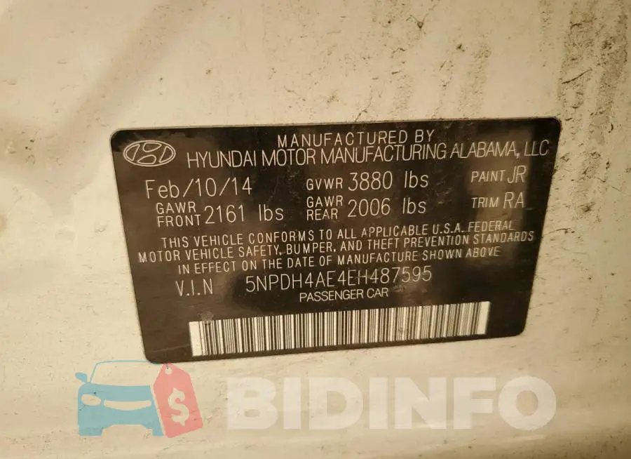 5NPDH4AE4EH487595 Photo# 12