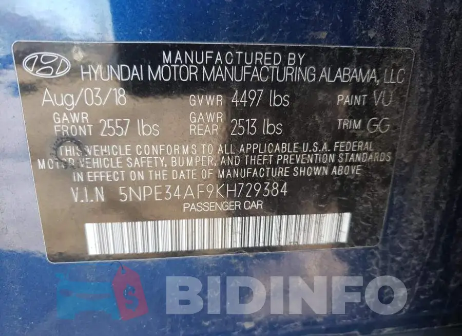 5NPE34AF9KH729384 Photo# 13