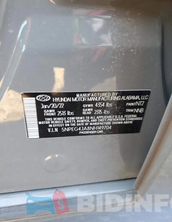 5NPEG4JA8NH149704 Photo# 13