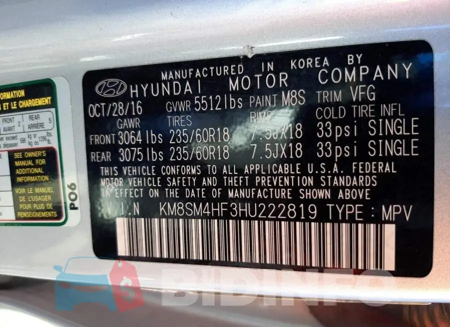 KM8SM4HF3HU222819 Photo# 14