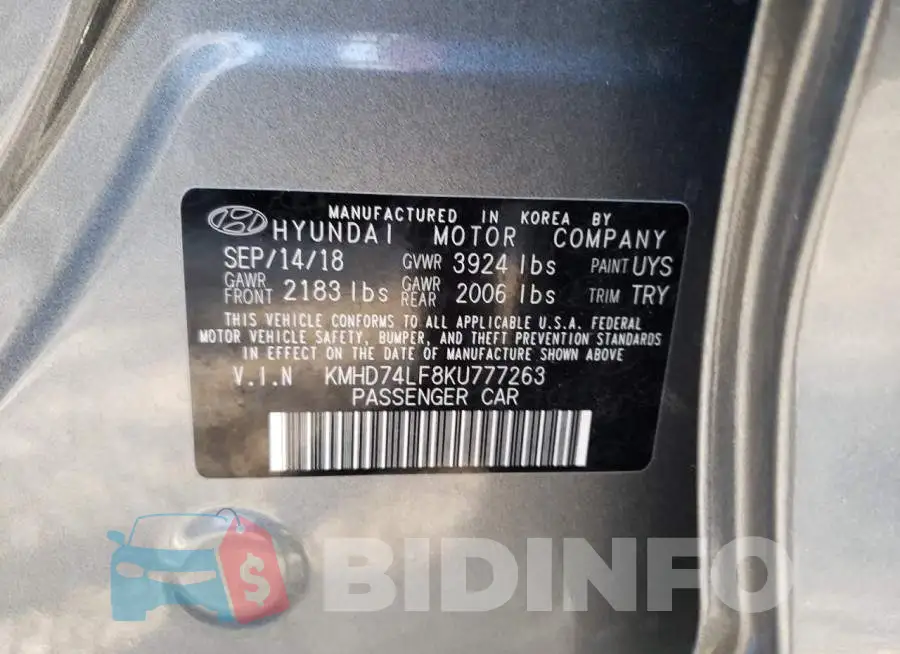 KMHD74LF8KU777263 Photo# 12