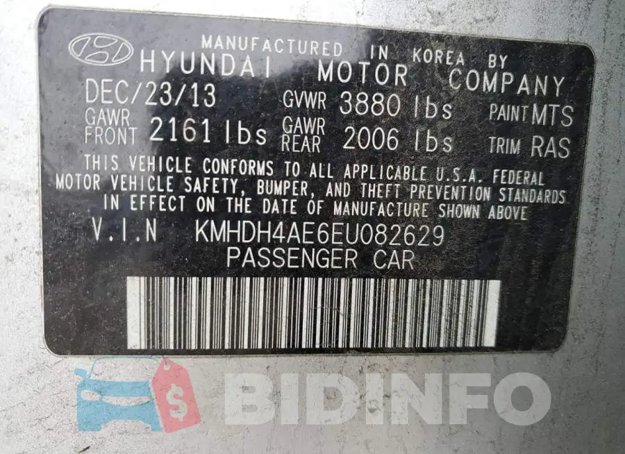 KMHDH4AE6EU082629 Photo# 12
