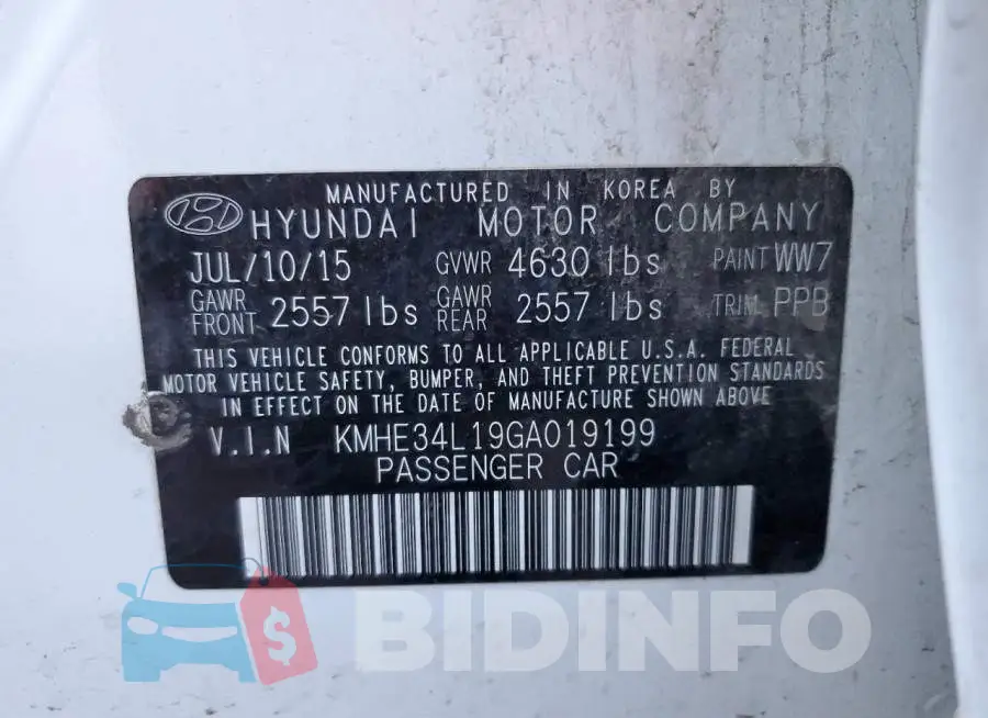 KMHE34L19GA019199 Photo# 13