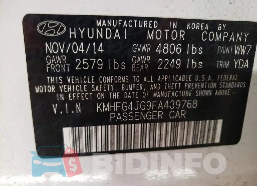 KMHFG4JG9FA439768 Photo# 12