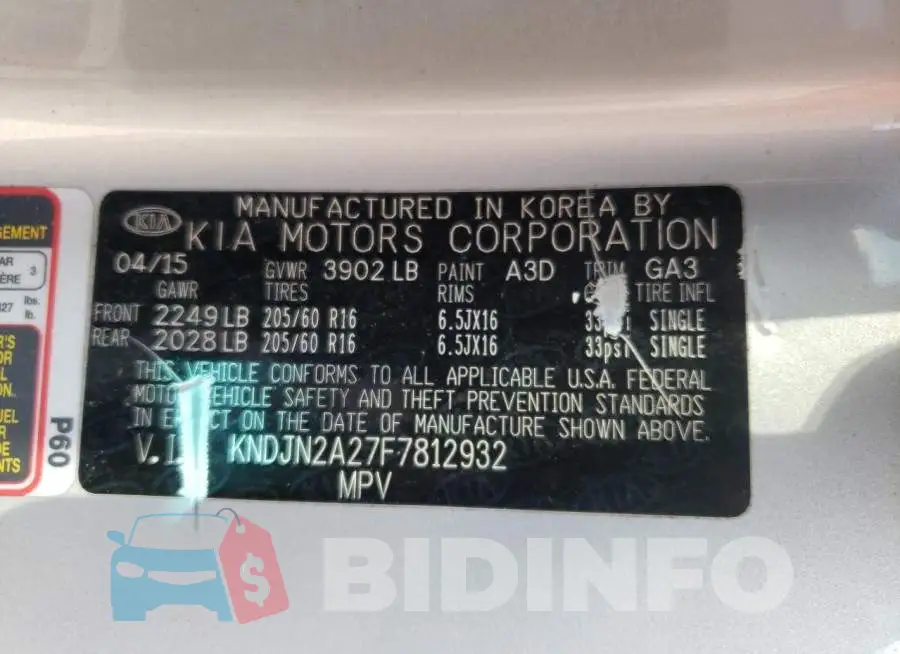 KNDJN2A27F7812932 Photo# 10