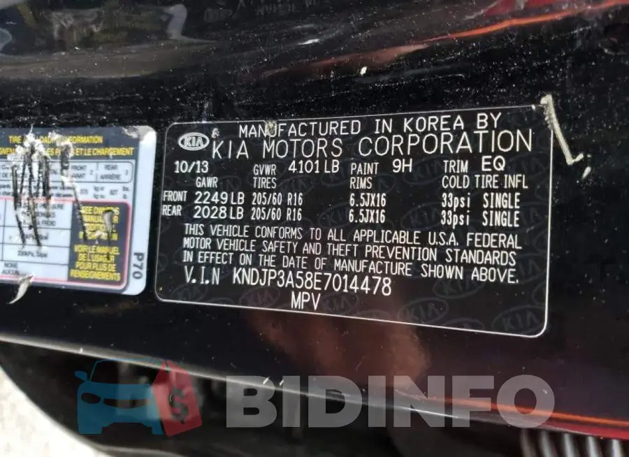 KNDJP3A58E7014478 Photo# 12