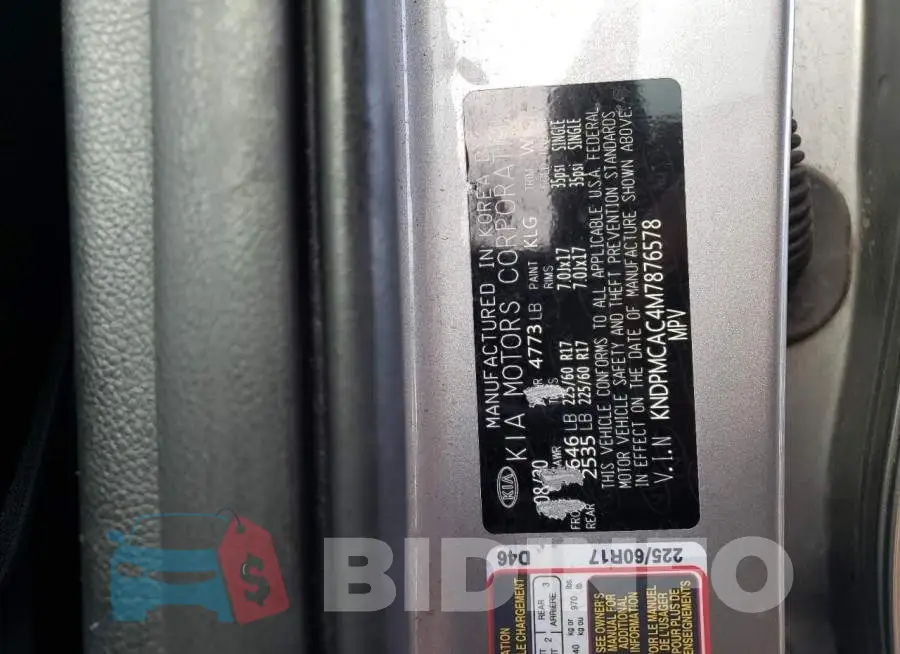 KNDPMCAC4M7876578 Photo# 14