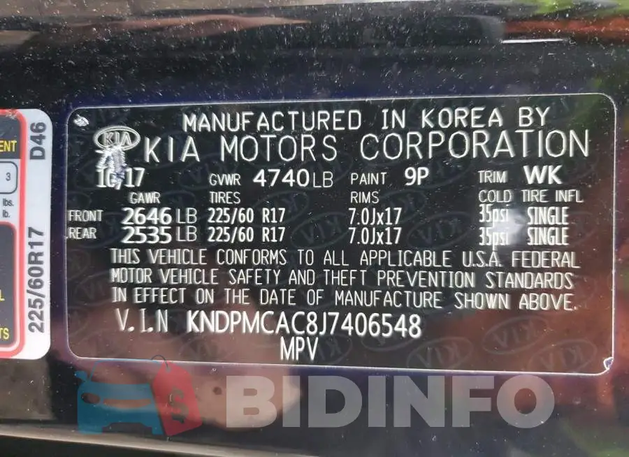 KNDPMCAC8J7406548 Photo# 13