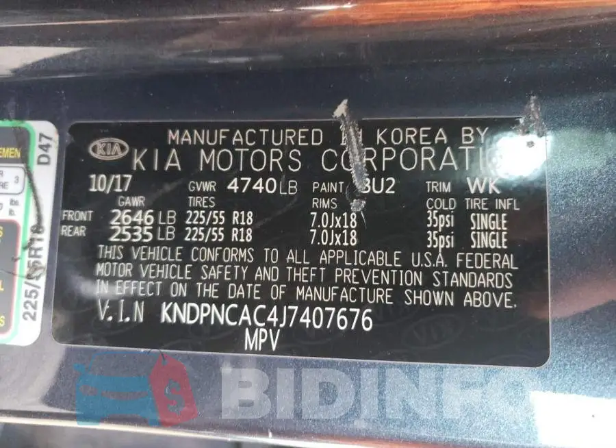 KNDPNCAC4J7407676 Photo# 13