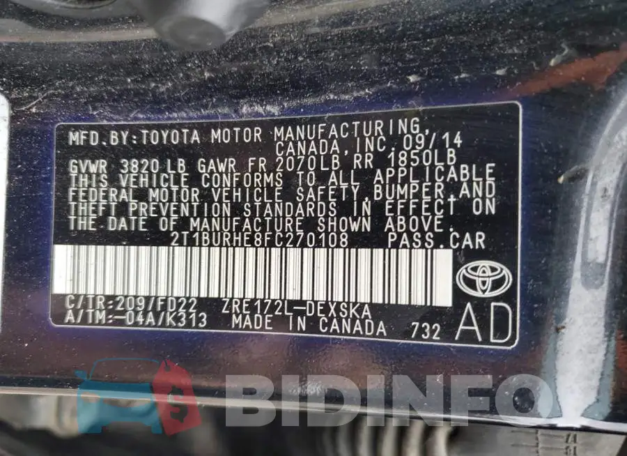2T1BURHE8FC270108 Photo# 13