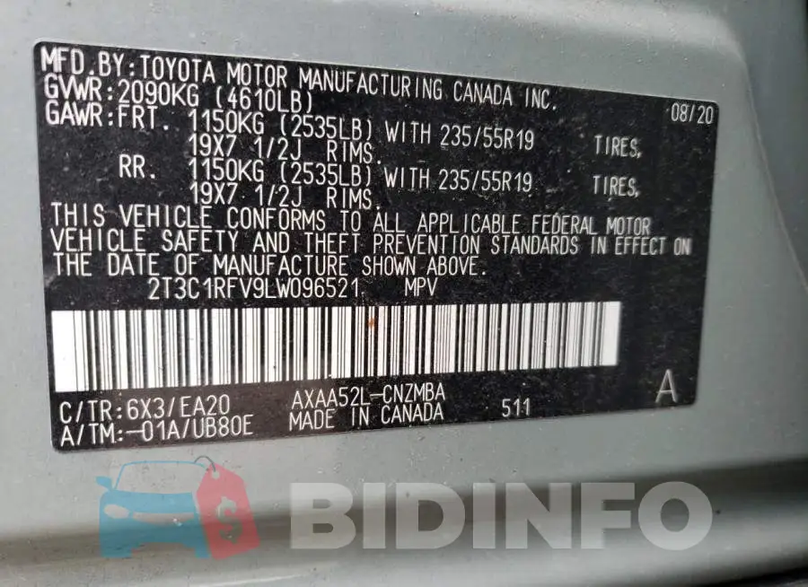2T3C1RFV9LW096521 Photo# 14