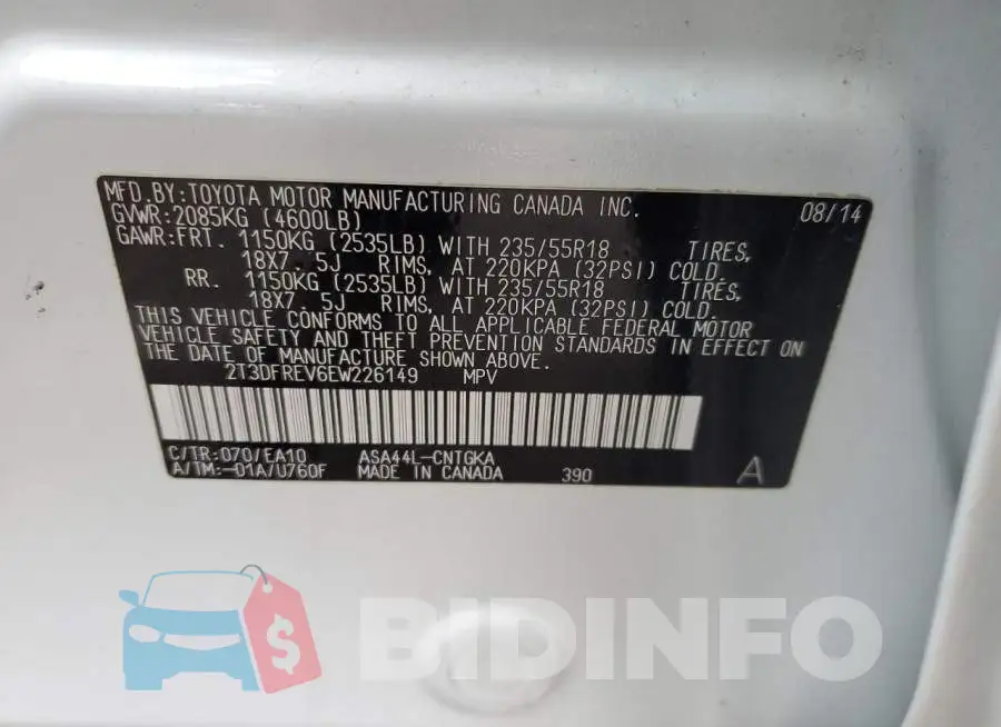 2T3DFREV6EW226149 Photo# 14