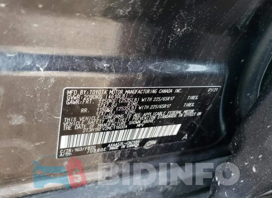 2T3H1RFV2MC116004 Photo# 13