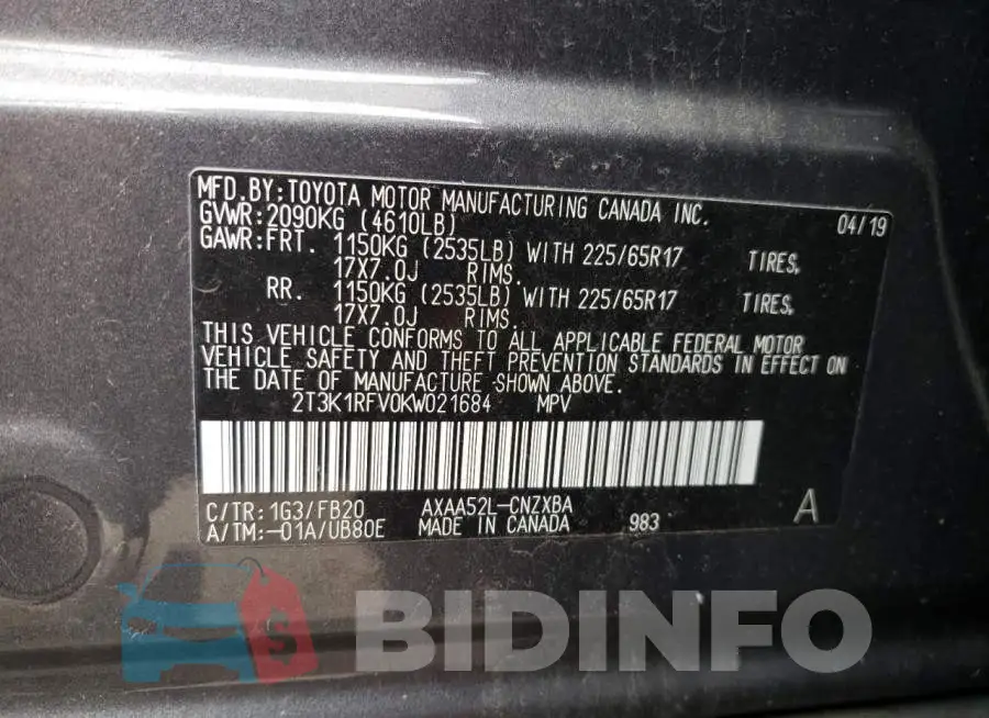 2T3K1RFV0KW021684 Photo# 13