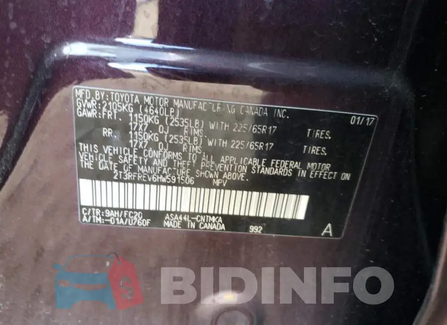 2T3RFREV6HW591506 Photo# 10