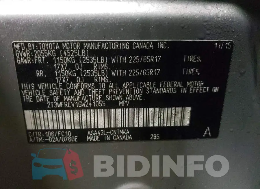 2T3WFREV1GW241055 Photo# 12