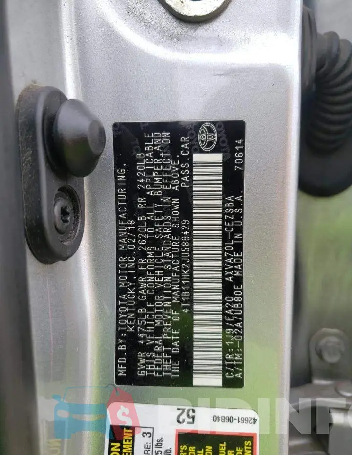 4T1B11HK2JU589429 Photo# 10