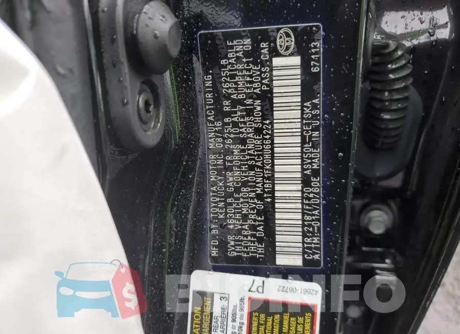 4T1BF1FK0HU664224 Photo# 10