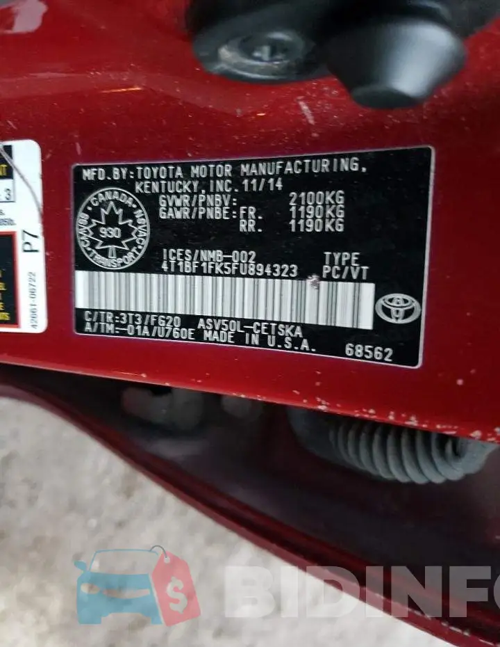 4T1BF1FK5FU894323 Photo# 12