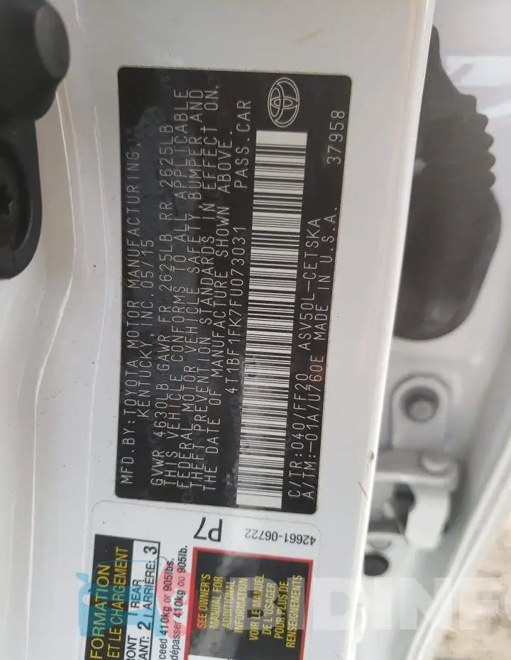 4T1BF1FK7FU073031 Photo# 12