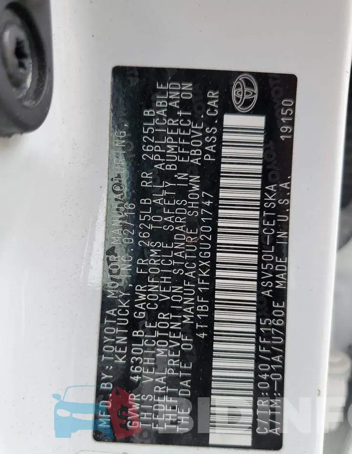 4T1BF1FKXGU201747 Photo# 13