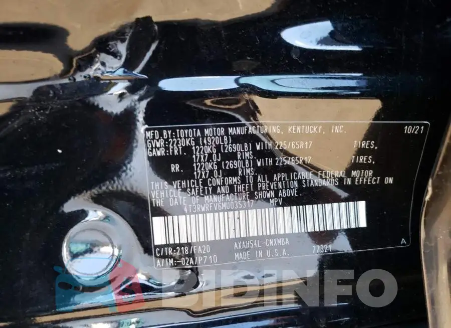 4T3RWRFV6MU035317 Photo# 13
