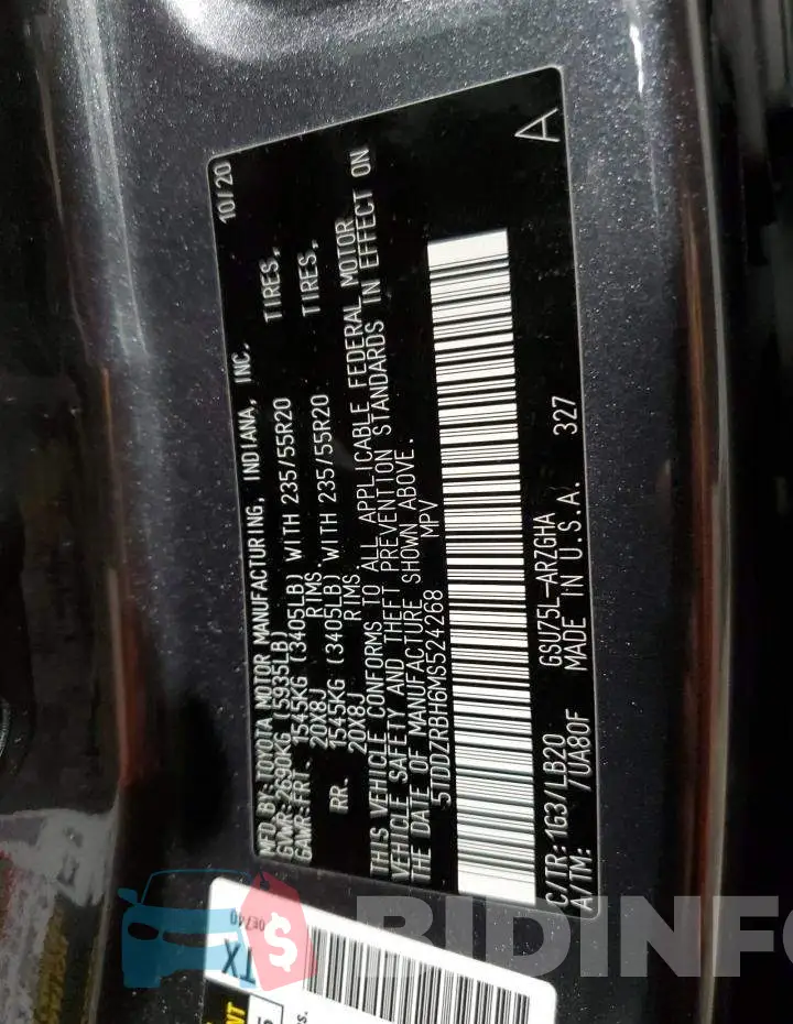 5TDDZRBH6MS524268 Photo# 13