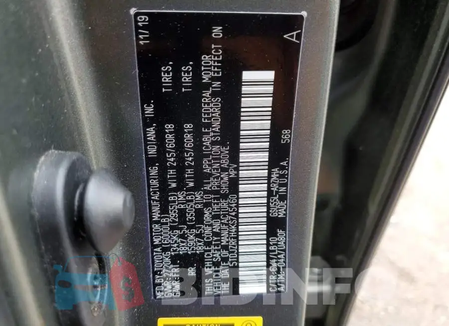 5TDJZRFH4KS745460 Photo# 14