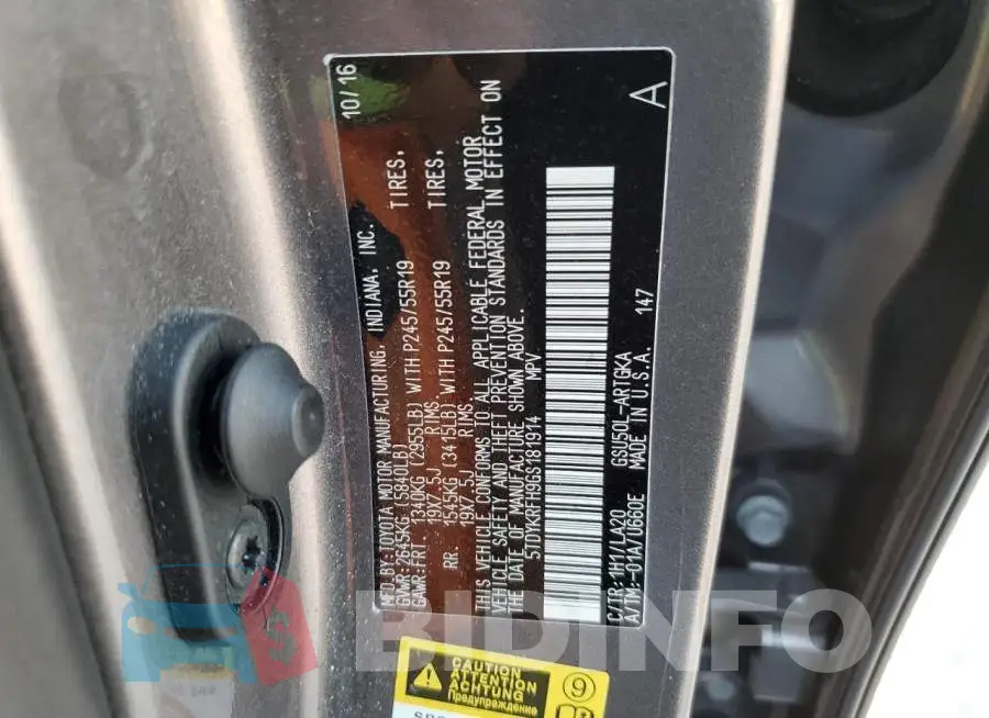 5TDYKRFH9GS181914 Photo# 13