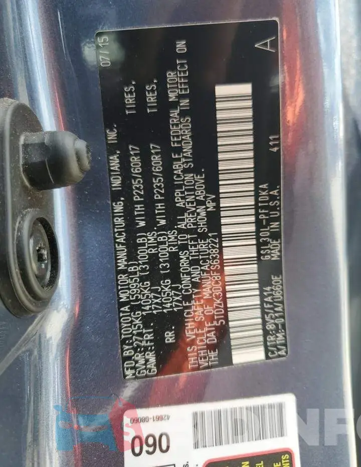 5TDZK3DC8FS638221 Photo# 10