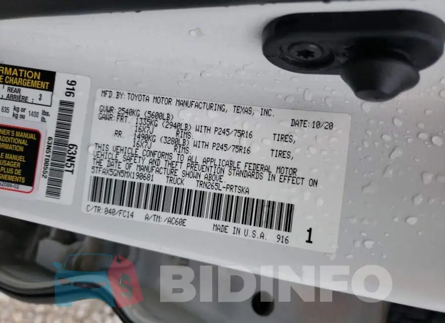 5TFAX5GN5MX190681 Photo# 13