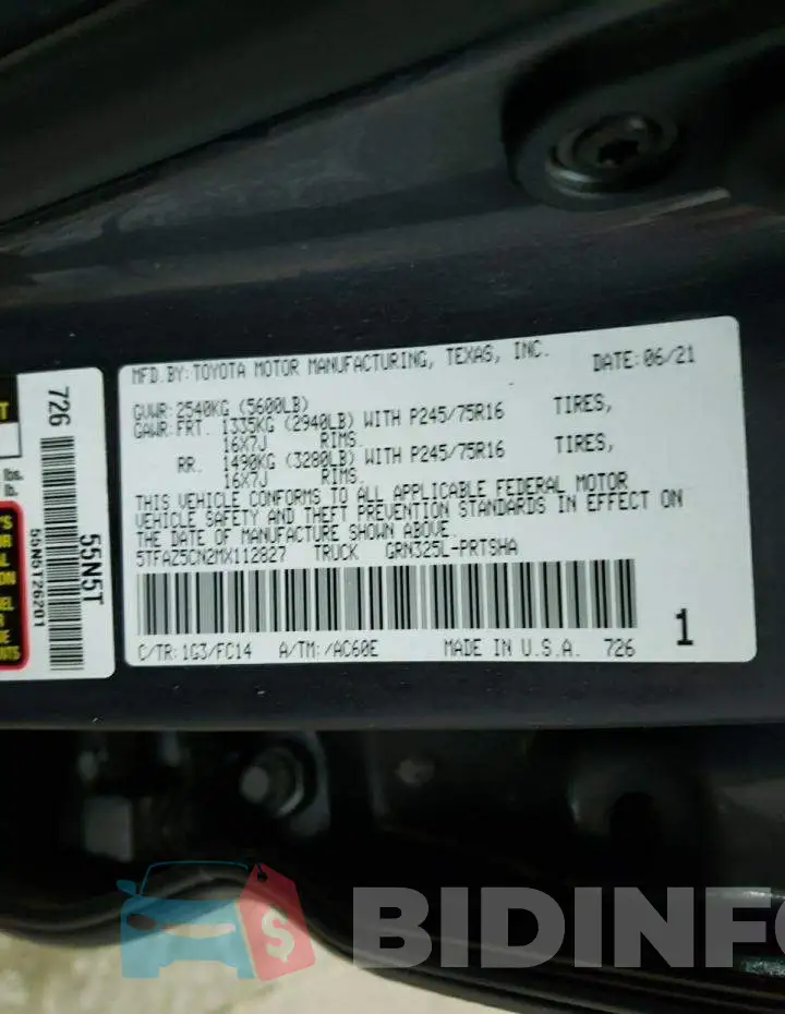 5TFAZ5CN2MX112827 Photo# 12