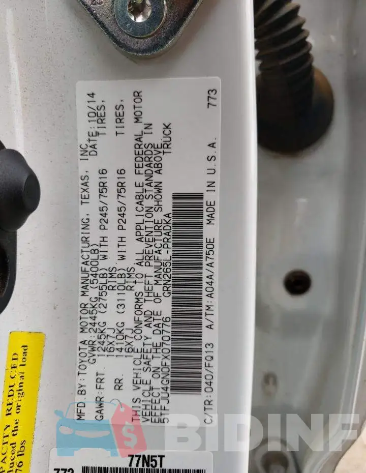 5TFJU4GN0FX070776 Photo# 10