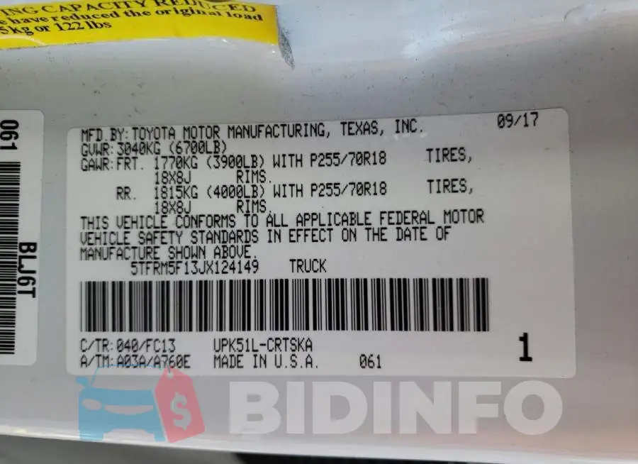 5TFRM5F13JX124149 Photo# 12